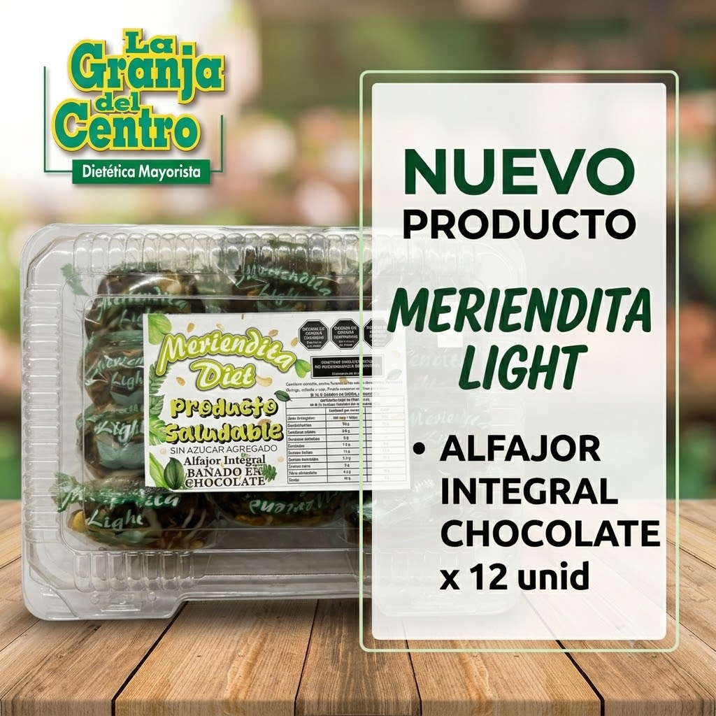 Novedades Productos MERIENDITA - ALFAJOR INTEGRAL CHOCOLATEX 12 UN.